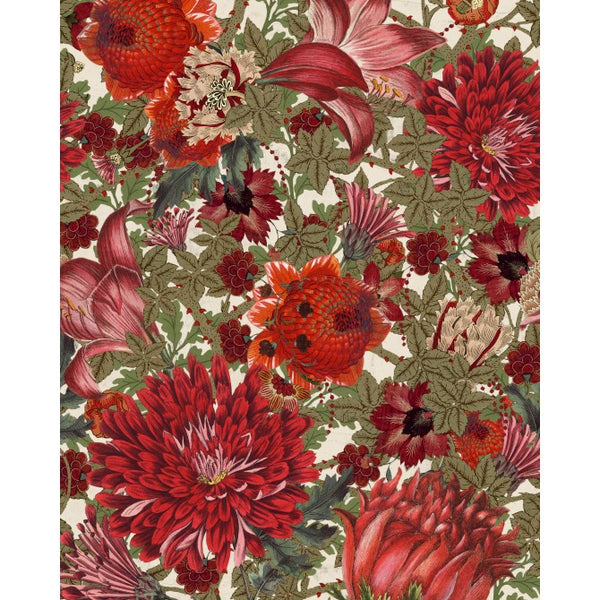 The Flowering - White, Green, Red Wallcovering | Mind the Gap