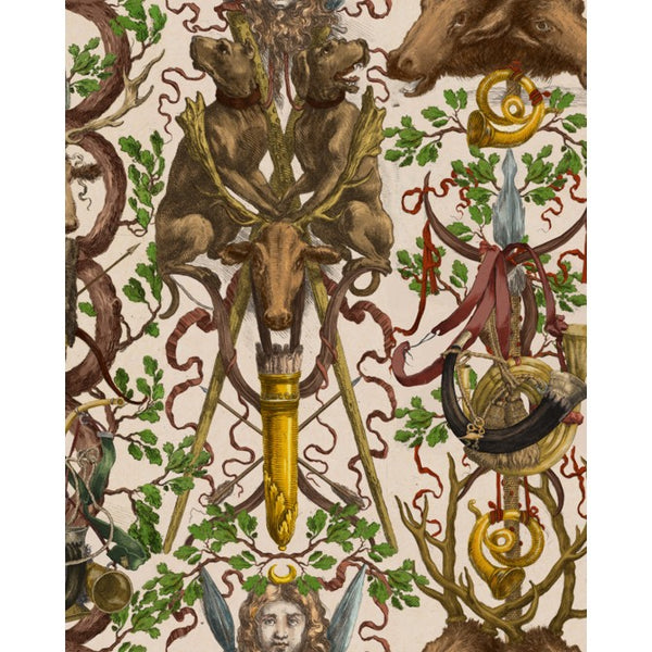 The Ganghofer Hunt - Taupe, Green, Red, Brown Wallcovering | Mind the Gap