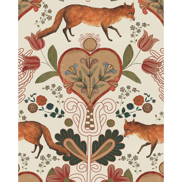 The Vixen - Taupe, Green, Orange, Red Wallcovering | Mind the Gap