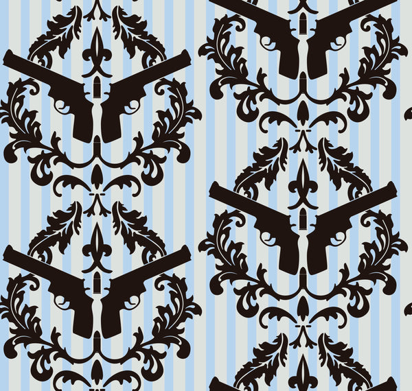 Thug Stripe - Blue Cream Gun Wallcovering Retro | Architectural Wallcoverings