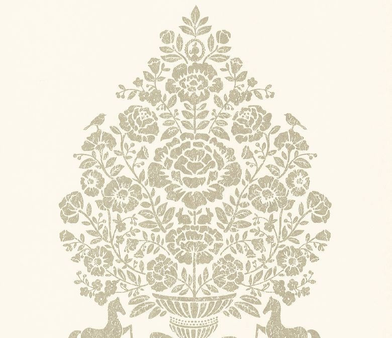 Till Cream President Damask Wallcovering swatch