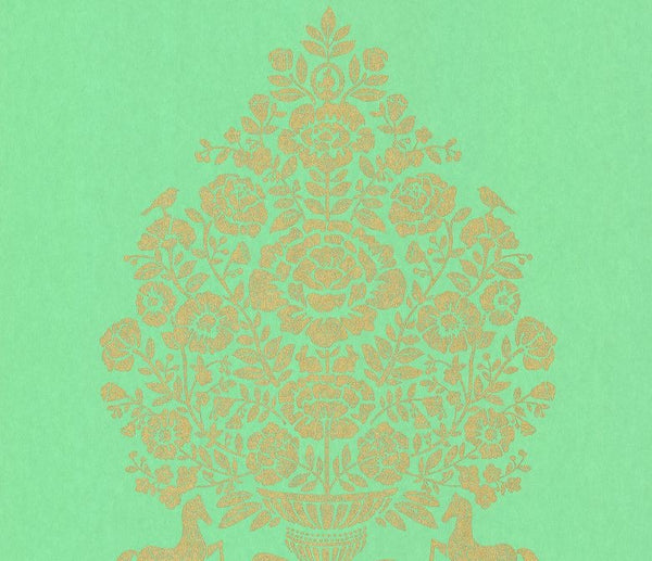 Till Turquoise President Damask Wallcovering