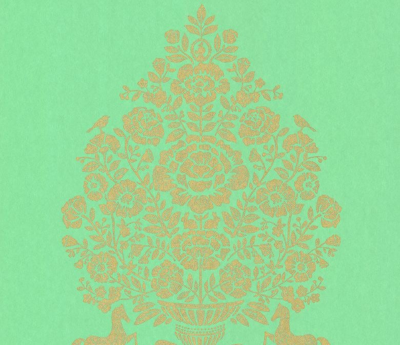 Till Turquoise President Damask Wallcovering swatch