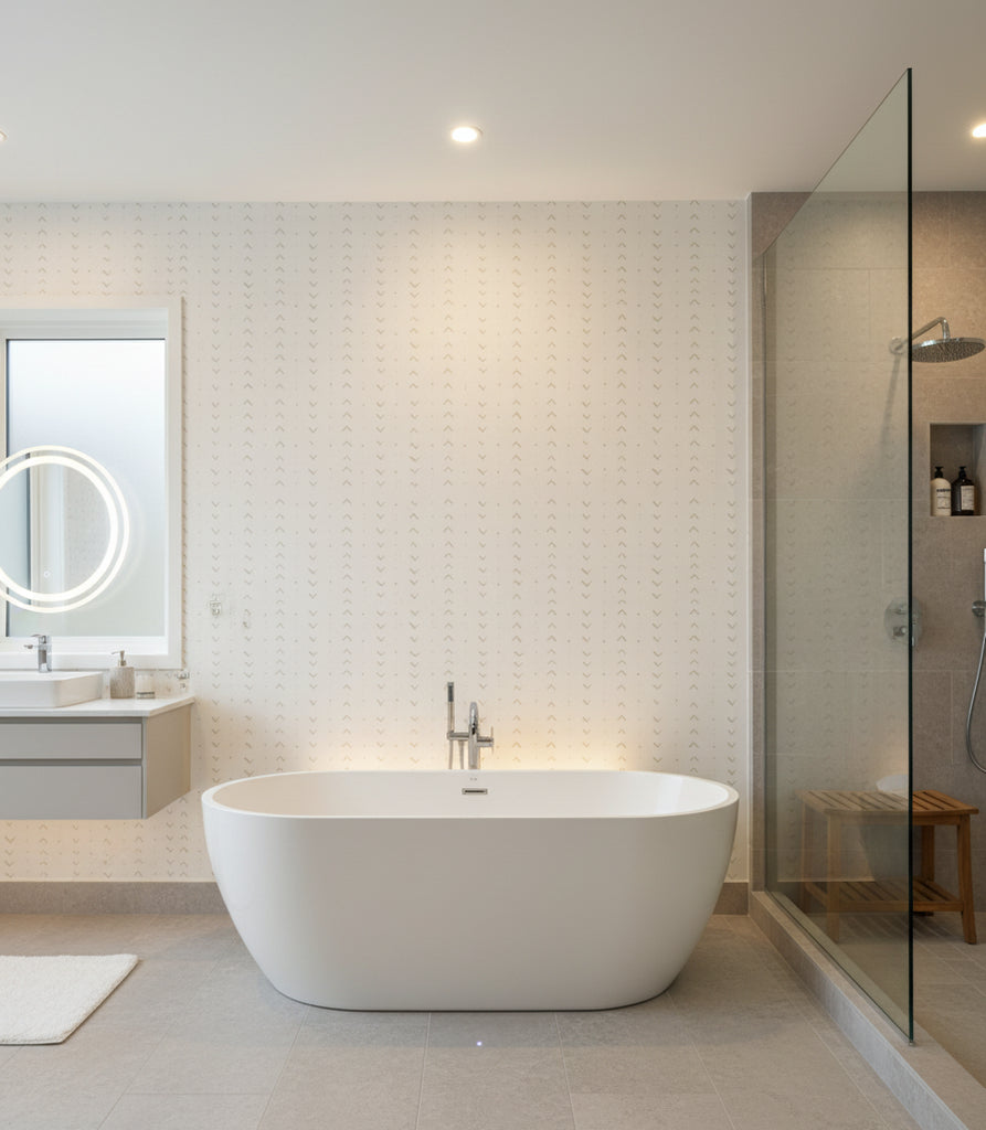 Titik Wp Linen | Caroline Cecil Textiles - bathroom room setting