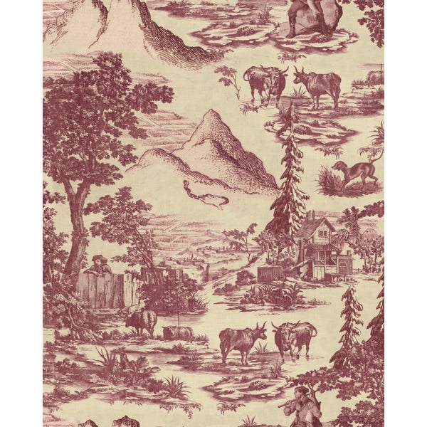 Toile Du Tyrol Burgundy - Taupe, Brown Wallcovering | Mind the Gap