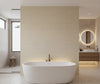 Toscana Taupe Linen Grasscloth Wallcovering | Fentucci - bathroom room setting