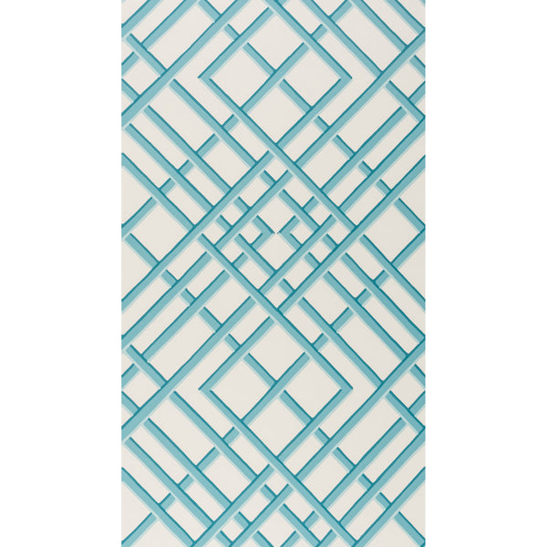 Treillage Sidewall - Aqua Wallcovering | Brunschwig & Fils