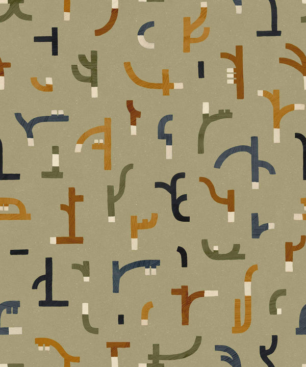 Tribal Tongue Green Wallcovering | Tres Tintas