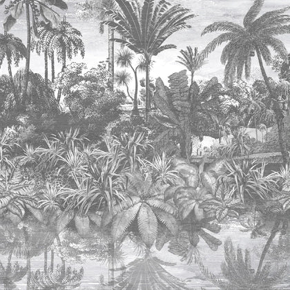 Tropical Reflections Green - Light Gray Wallcovering | Brand McKenzie