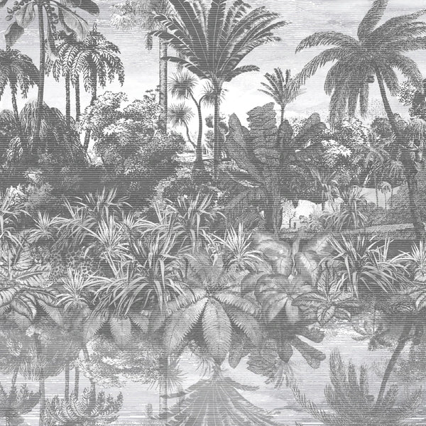 Tropical Reflections Green - Light Gray Wallcovering | Brand McKenzie