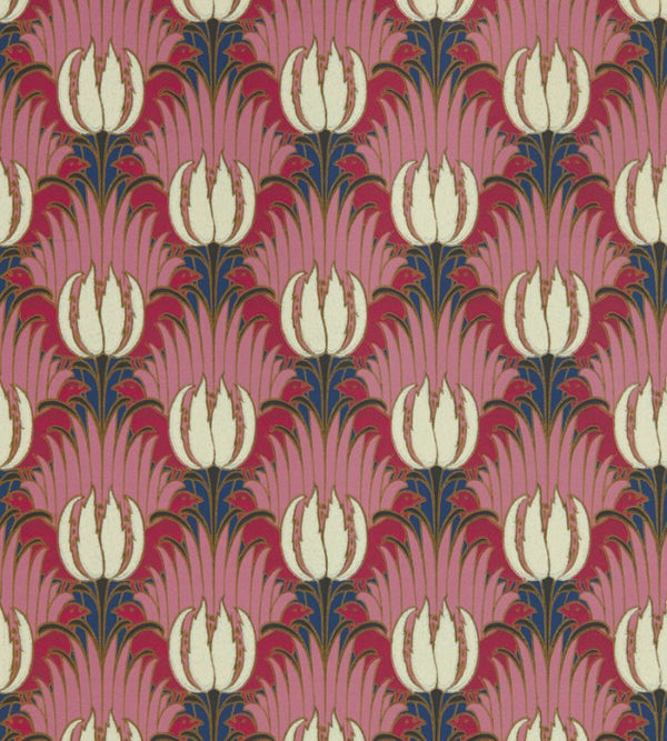 Tulip & Bird Blush Amaranth Wallcovering | William Morris