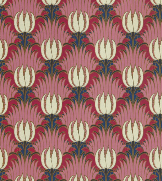 Tulip & Bird Wallpaper Blush Amaranth | William Morris