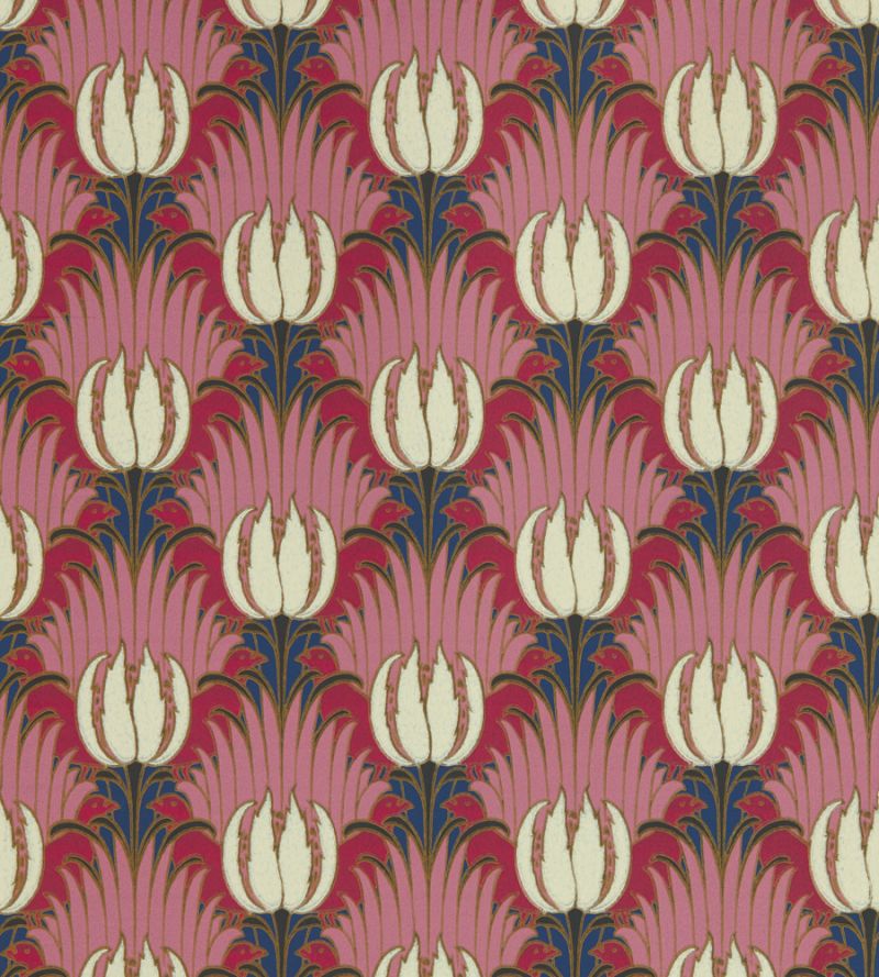 Tulip & Bird Wallpaper Blush Amaranth | William Morris