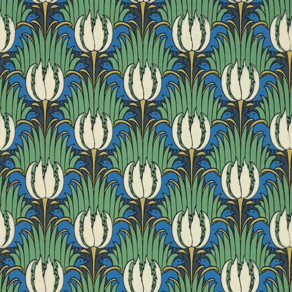 Tulip & Bird Wallpaper Raven Goblingreen | William Morris