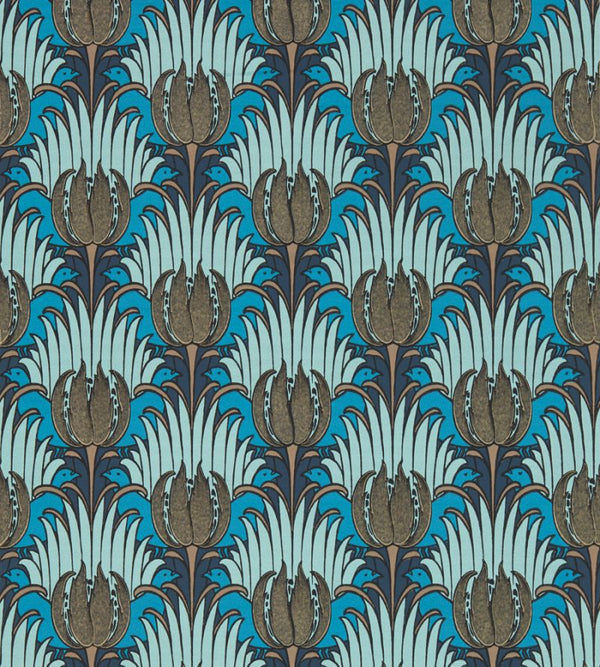 Tulip & Bird Seafoam Opal Wallcovering | William Morris