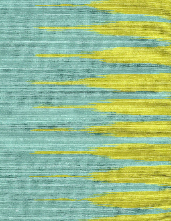 Ikat Stripe Two Color, Turquoise / Asperge Wallcoverings | Quadrille