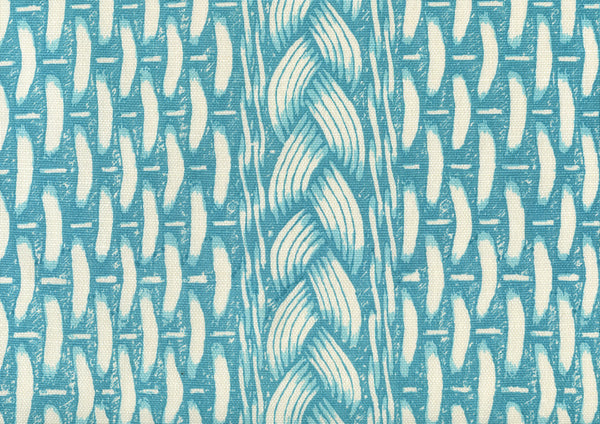 Newport Rattan Turquoise Dark Turquoise Screen Printed Fabric | China Seas