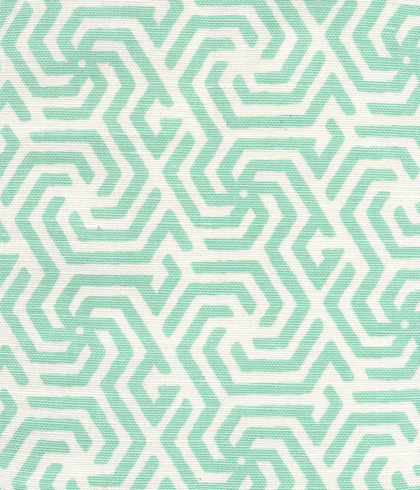 Maze Reverse One Color Turquoise on tint Screen Printed Fabric | China Seas