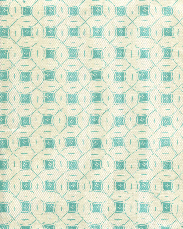 Peacock Background Batik Turquoise Screen Printed Fabric | China Seas