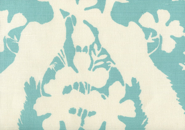 Peacock Blotch Turquoise on Tint Screen Printed Fabric | China Seas