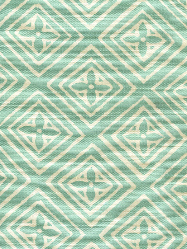 Fiorentina Turquoise on Tint Screen Printed - Taupe Fabric | China Seas