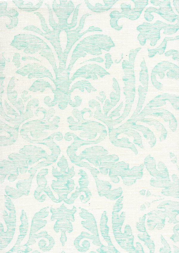 Sevilla Damask, Turquoise on Tint Wallcoverings | Quadrille