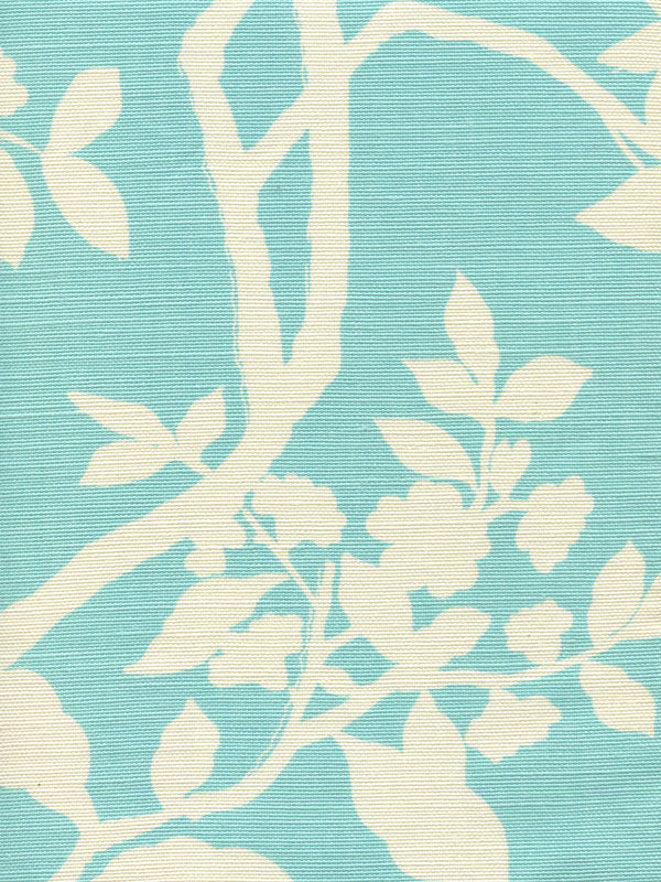 Happy Garden Background, Turquoise on Tint Wallcoverings | Quadrille