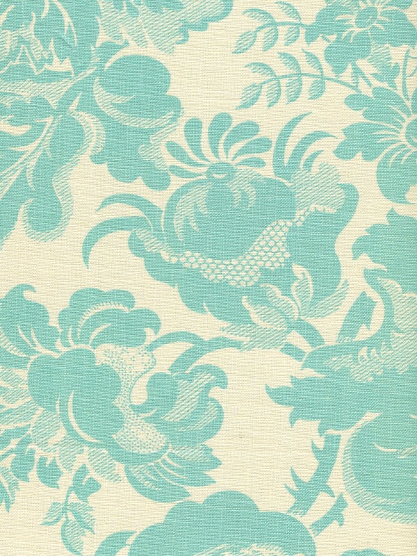 Des Gardes, Turquoise on Tint Fabric | Quadrille