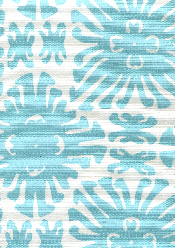 Sigourney Small Scale Turquoise on White Screen Printed | China Seas