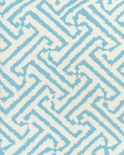 Java Grande Turquoise on White Screen Printed - White Wallcovering | China Seas