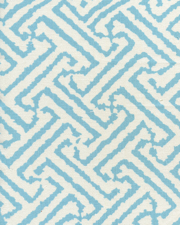 Java Grande Turquoise_on White Screen Printed - White Fabric | China Seas
