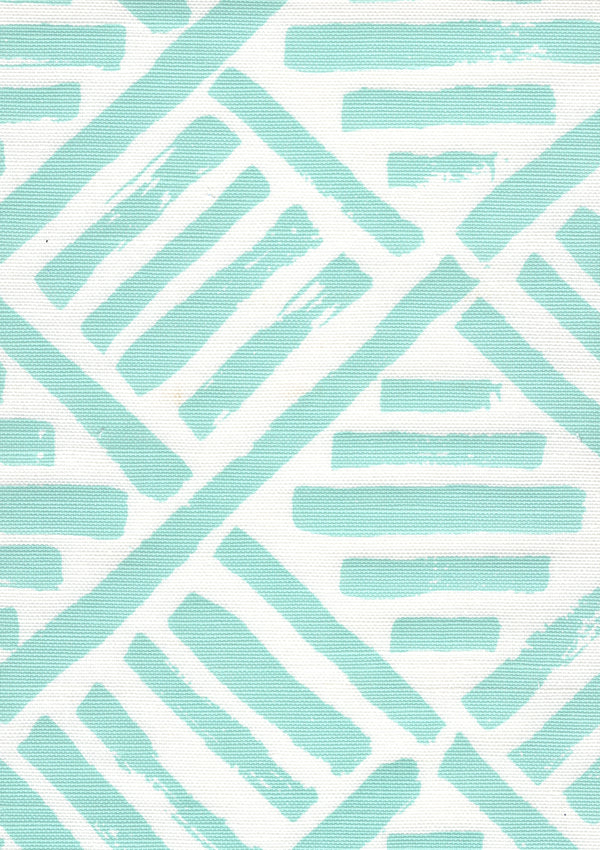 Macoco Ii Turquoise on White Screen Printed - White Commercial Wallcovering | China Seas
