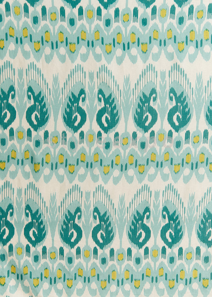 Petra Ikat, Turquoise / Pistache on Linen