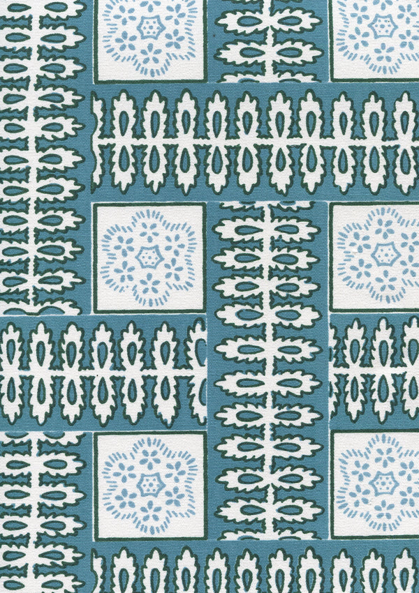 Manchester by the Sea, Turquoise Ribbon on White Suncloth Wallcoverings | Suncloth