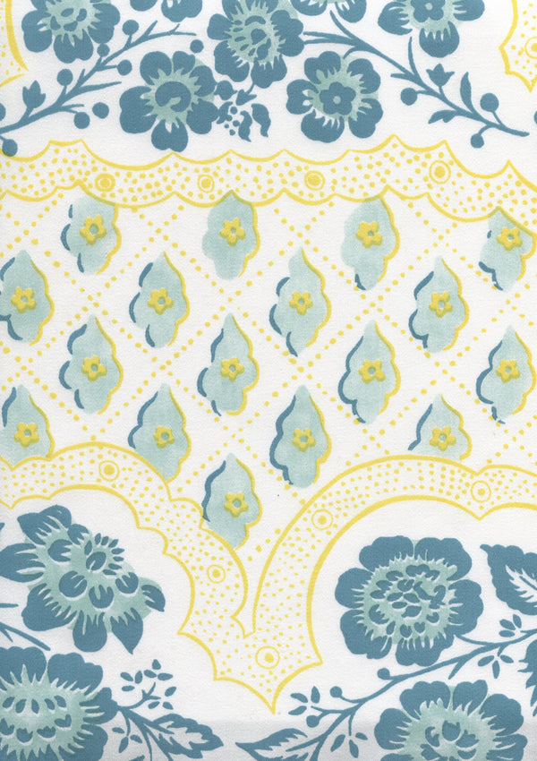 Leopardo II, Turquoise Teal Yellow on Cotton Sateen Wallcoverings | Quadrille