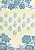 Leopardo II, Turquoise Teal Yellow on Cotton Sateen