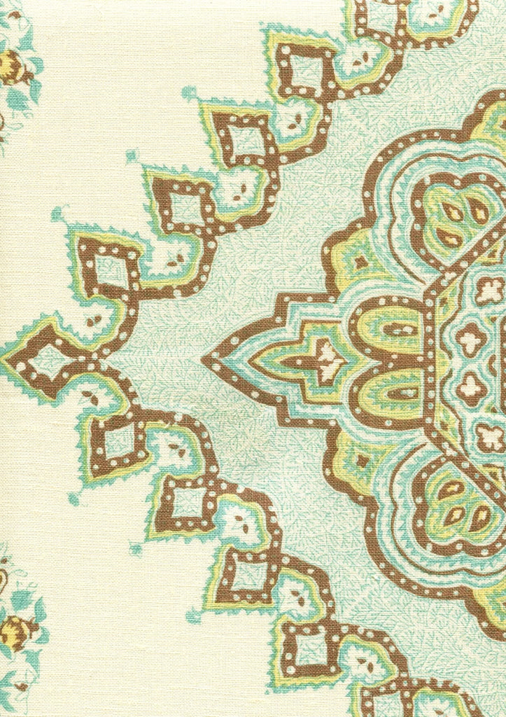 Turquoise Tobacco on Cream Linen