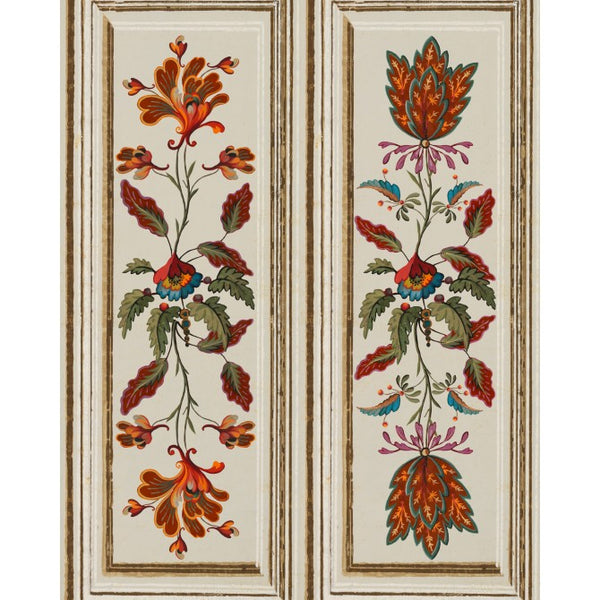 Tyrolean Panel Taupe - Taupe, Blue, Green, Red Wallcovering | Mind the Gap