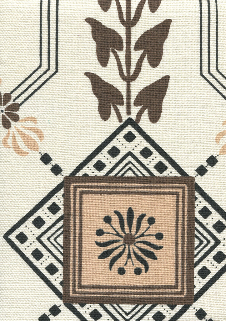 Vanderpoel Stripe, Cream Brown Black on Heavy Linen