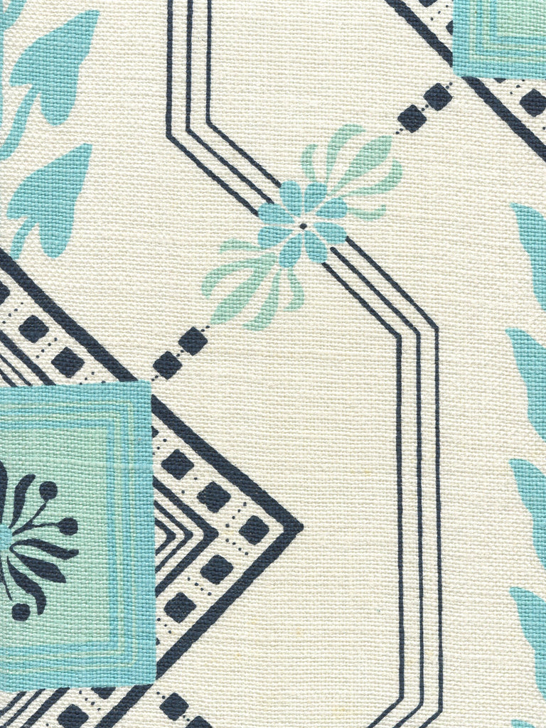 Vanderpoel Stripe, Turquoise Navy on Heavy Linen