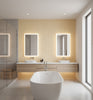 Verona Butter Micro Grasscloth Wallcovering | Fentucci - bathroom room setting