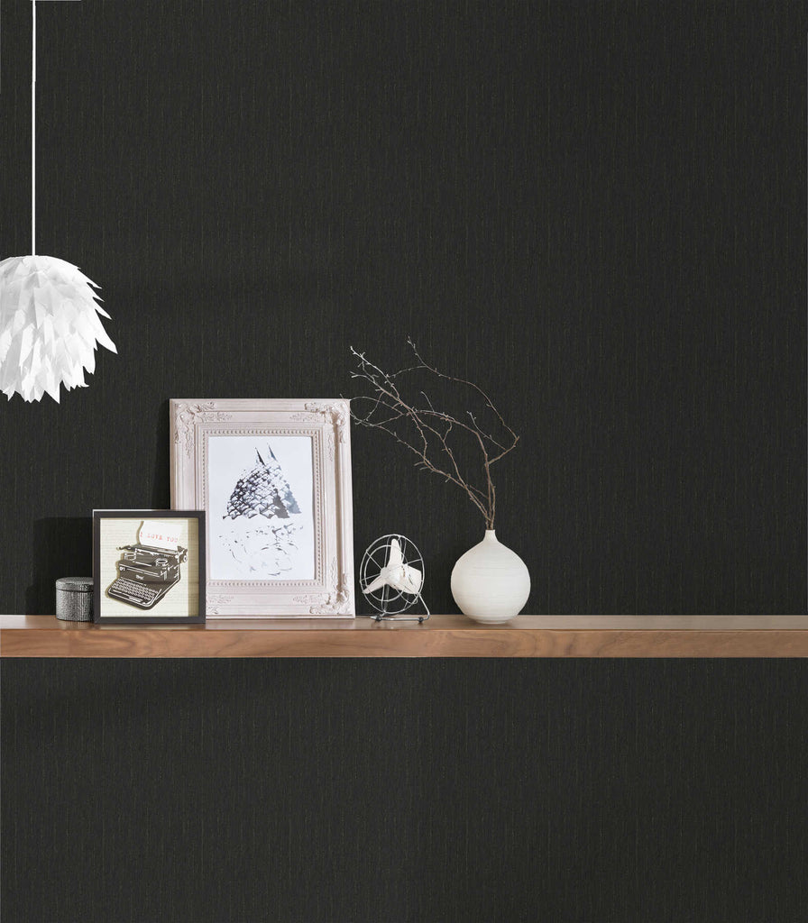 Heritage Charcoal Wallcovering | Versace - Room Setting 1