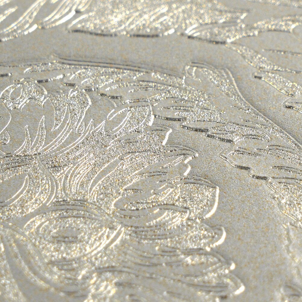Barocco Grey Embossed Wallcovering | Versace - Room Setting 3