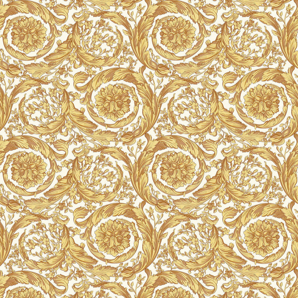 Barocco Gold Embossed Wallcovering | Versace - Room Setting 1