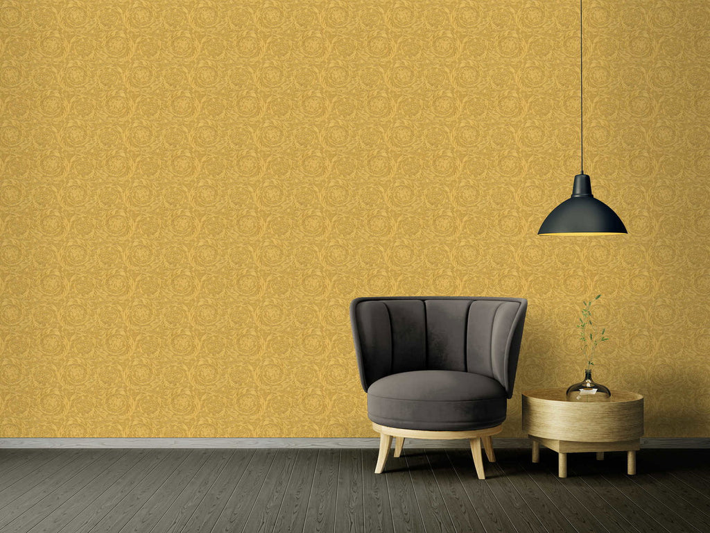 Barocco Gold Embossed Wallcovering | Versace - Room Setting 4
