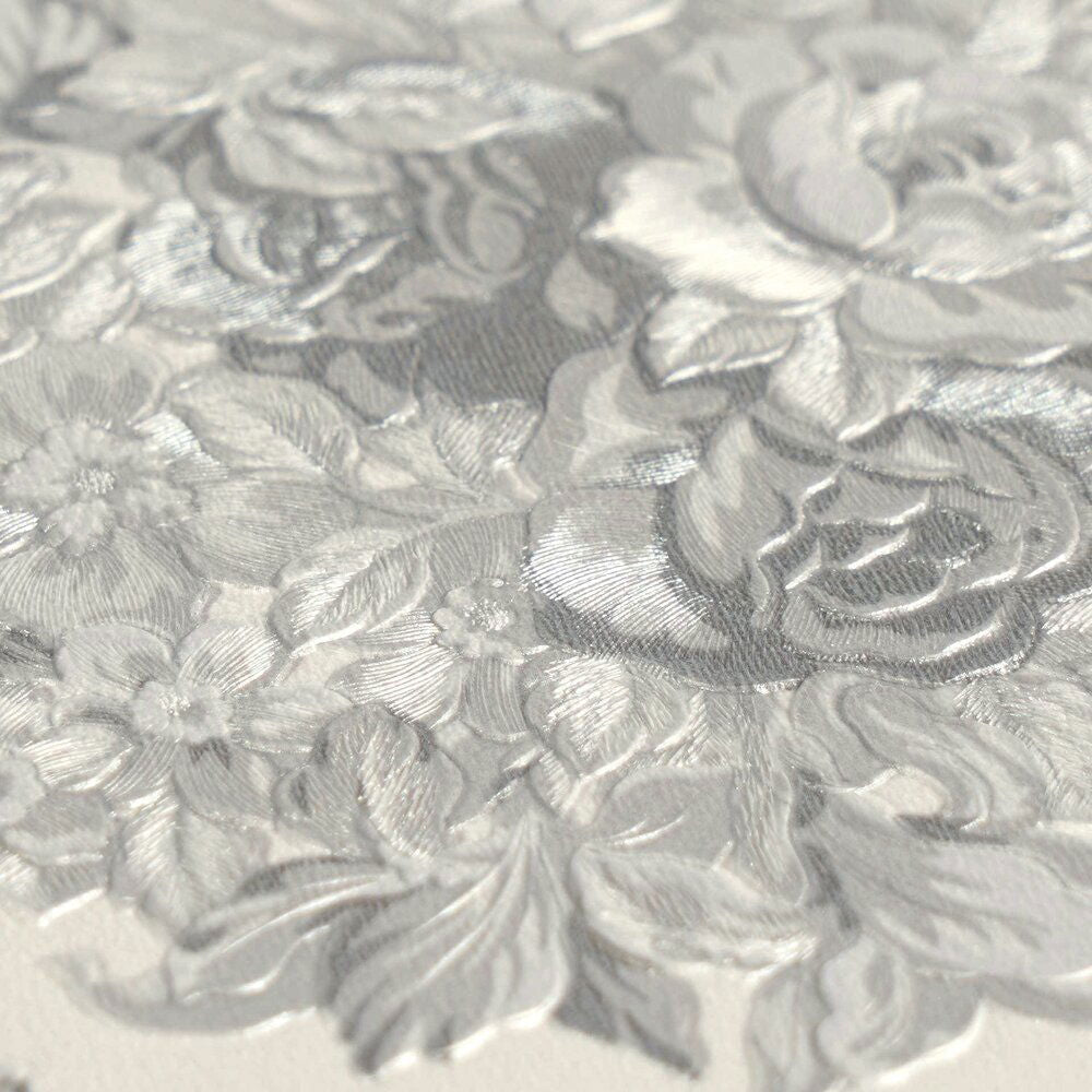 Heritage White Silver Wallcovering | Versace - Room Setting 4