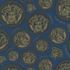 Barocco Linen Navy Blue Wallcovering | Versace - Room Setting 2