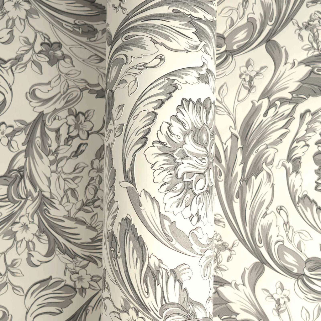 Barocco Grey Cream Wallcovering | Versace - Room Setting 4