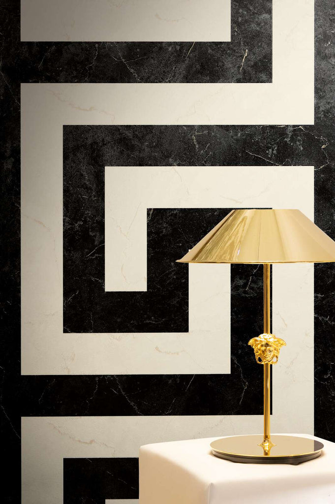 Greek Black Cream Wallcovering | Versace - Room Setting 3