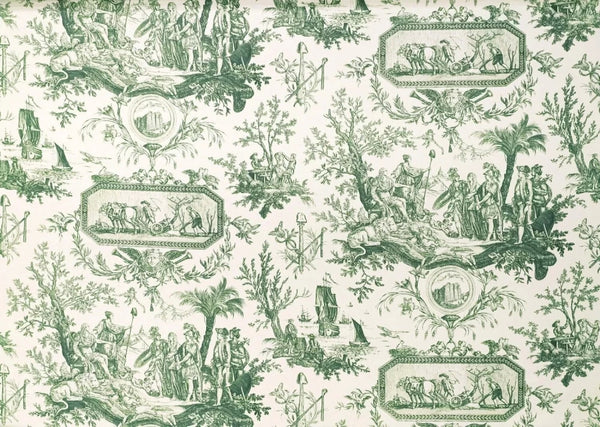 La Bastille Toile, Vert Wallcoverings | Charles Burger